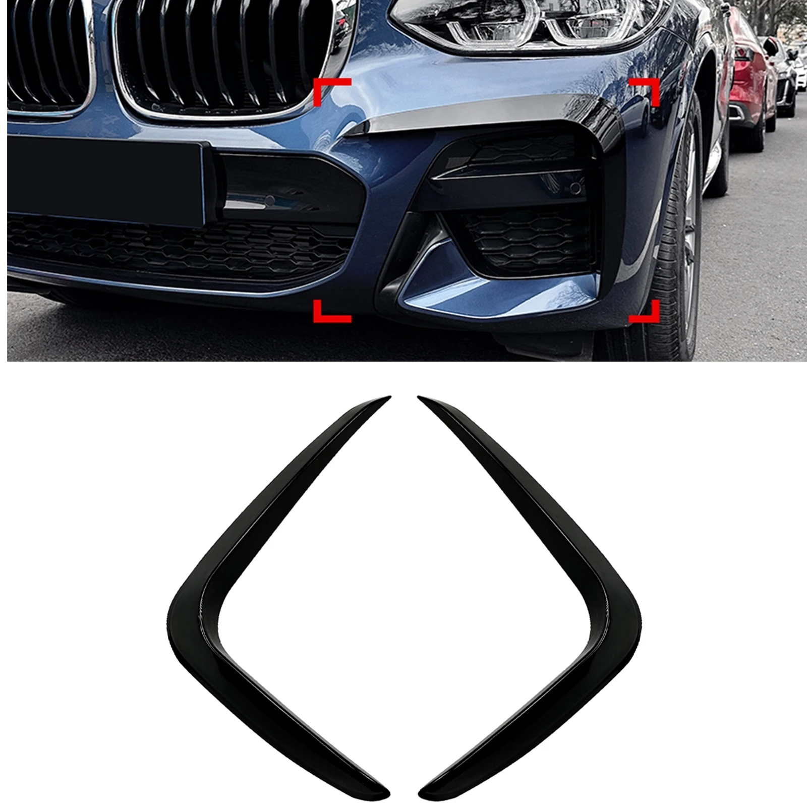 

2PCS Head Light Eyebrow Trim Front Cover Sticker Brow Headlamp Eyelid For BMW X3 X4 G01 G02 M Sport 2018-2021