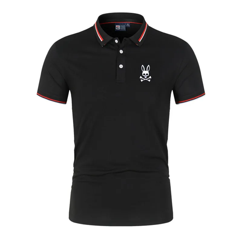 

High Quality Polo Shirt For Men Summer New Cotton TShirt Lapel Short Sleeve Fashion Micro Standard Ghost Rabbit Print Polo Shirt