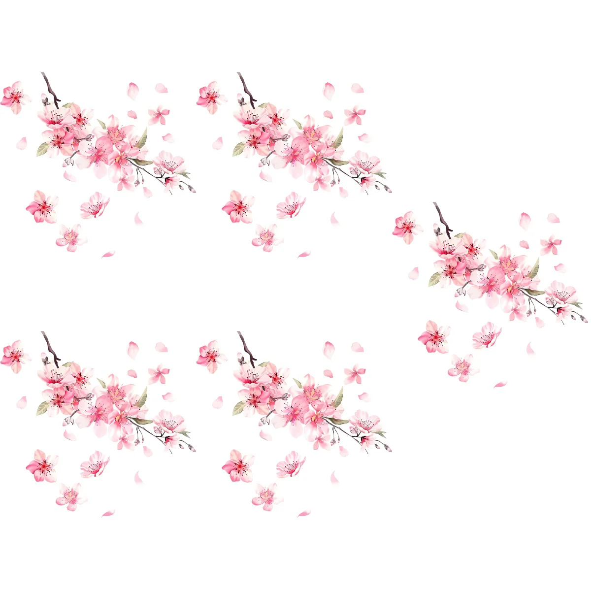 

5 PCS Cherry Blossom Car Sticker Flower Decals Blossoms Pink Decor Bumper Auto Exterior Paper Bumpers Miss Stickers