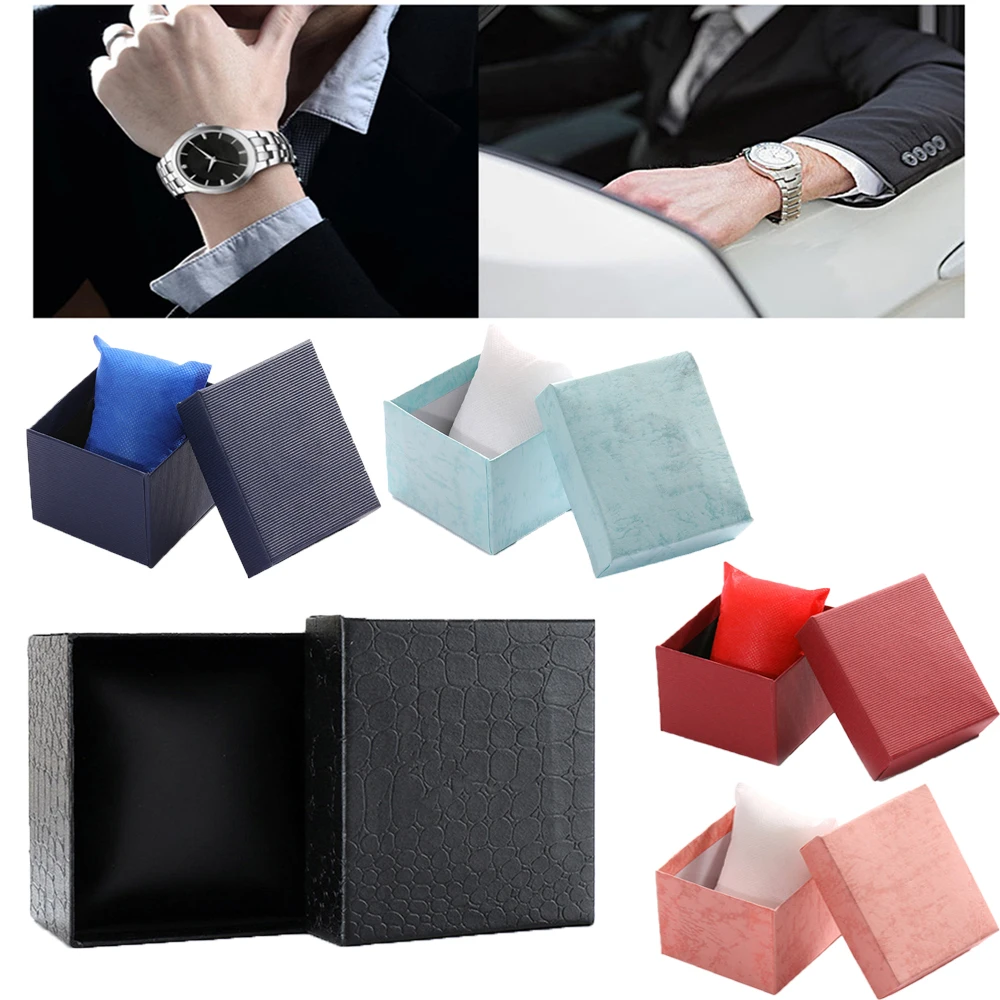 

Crocodile Pattern Imitation Leather Watch Box Jewelry Accessories Black Storage Cases Multifunctional Gift Wrap Packaging Boxes