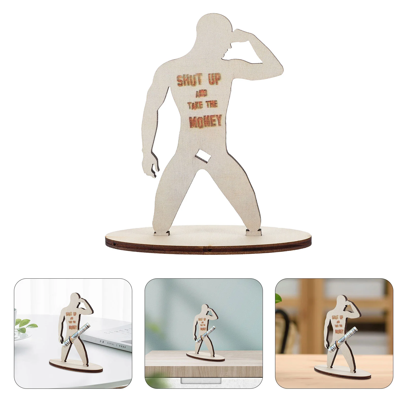

Wooden Money Holder Human Modeling Stand Desktop Creative Shape Storage Display Rack