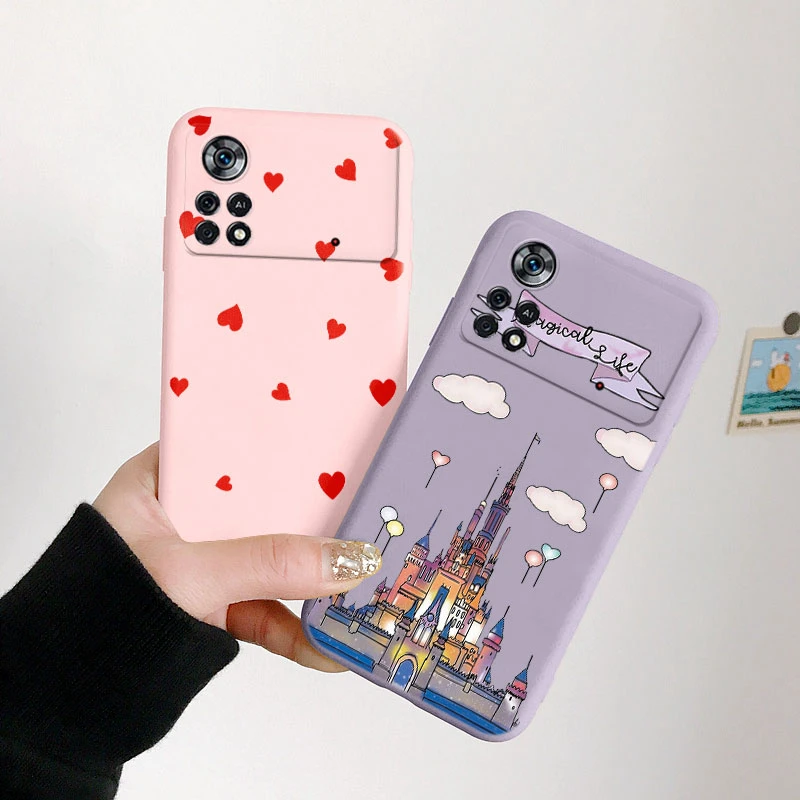 for poco x4 pro 5g nfc case watermelon cute fruit love heart butterfly women dog flower silicone for poco x4pro 5 g phone cover free global shipping