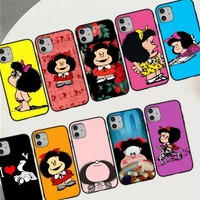 yndfcnb mafalda phone case for iphone 11 12 13 mini pro max 8 7 6 6s plus x 5 se 2020 xr xs funda case