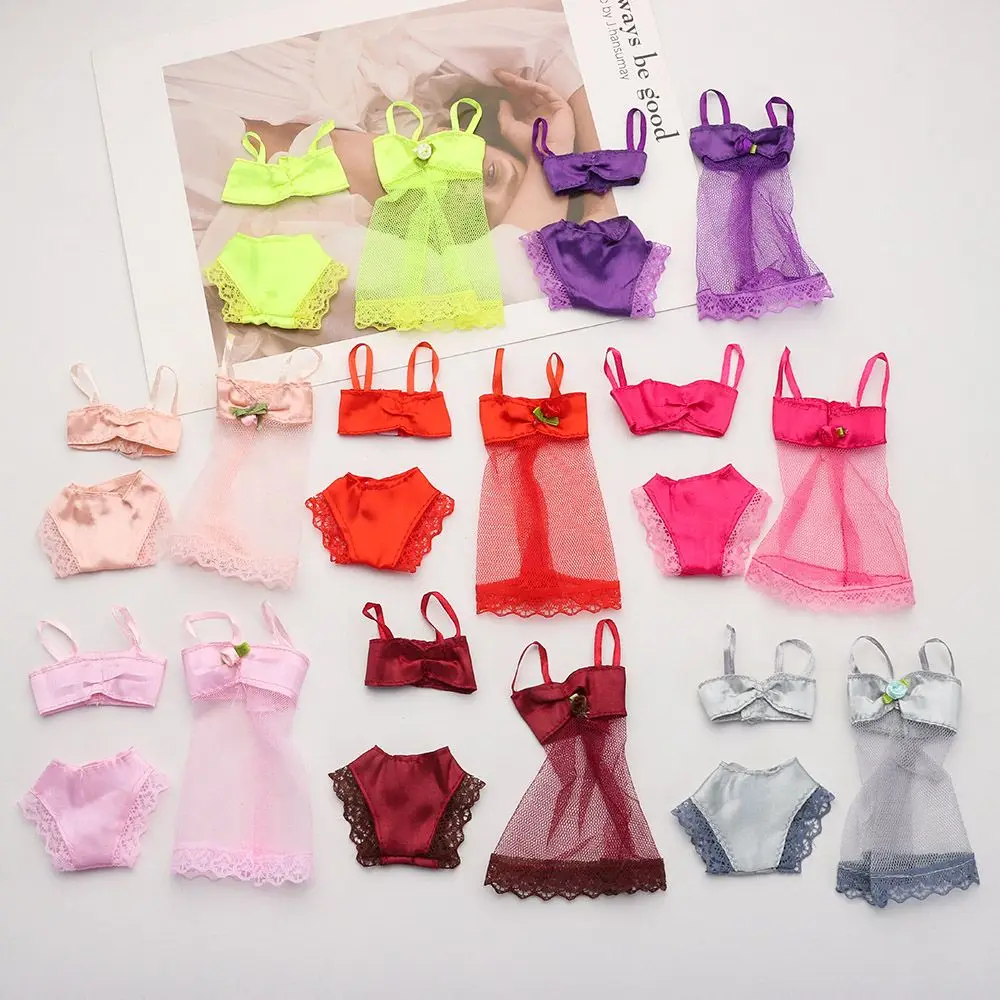 

3 In 1 Clothes Lace Night Dress Doll Skirt Accessories Toys for Children Girls Handmade Birthday Gift Pajamas Party Clothing Set