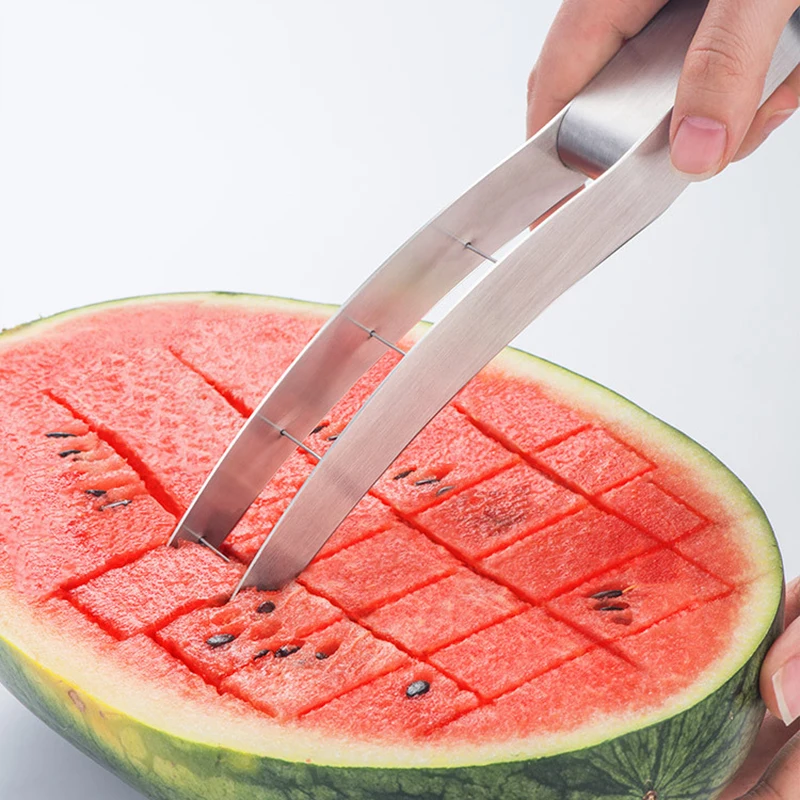 

Universal Stainless Steel Watermelon Slicer Cutter One Step Cutting Artifact Portable For Kitchen Dicing Fruit Accessories Tools
