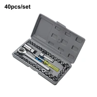 40pieces hand tool sets car repair tool kit mechanical tools box for home diy socket wrench set ratchet screwdriver bits
