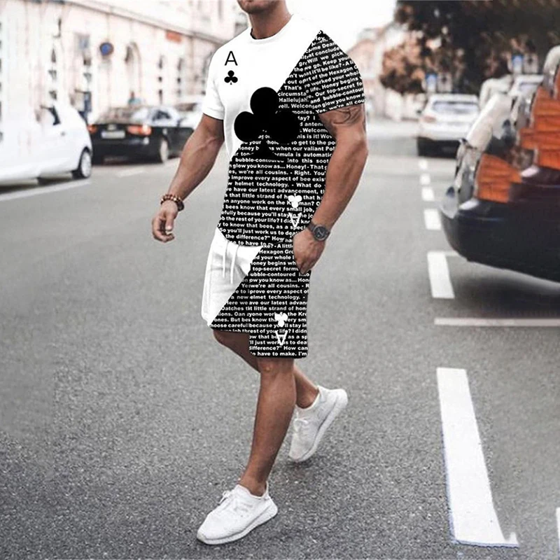 Summer Male Set New Tracksuit Sweat Suit Tshirt For Man Short Sportswear Casual T-Shirts+Shorts Sets 2 Piece Mens Tshirts Sets