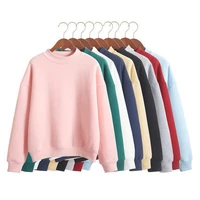 woman sweatshirts 2021 sweet korean o neck knitted pullovers thick autumn winter candy color loose hoodies solid womens clothing