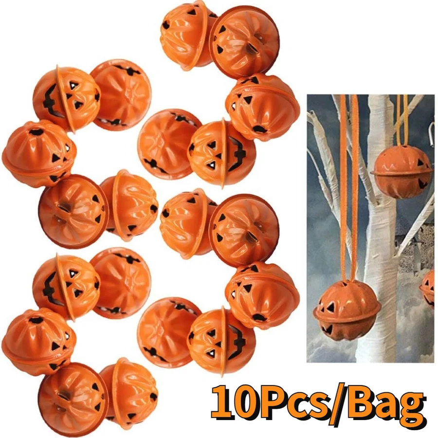

6Pcs 40MM Halloween Pumpkin Bell Pendant Christmas Tree Decoration Home Decor Party Bead Charms Pendants Jewelry xmas boll