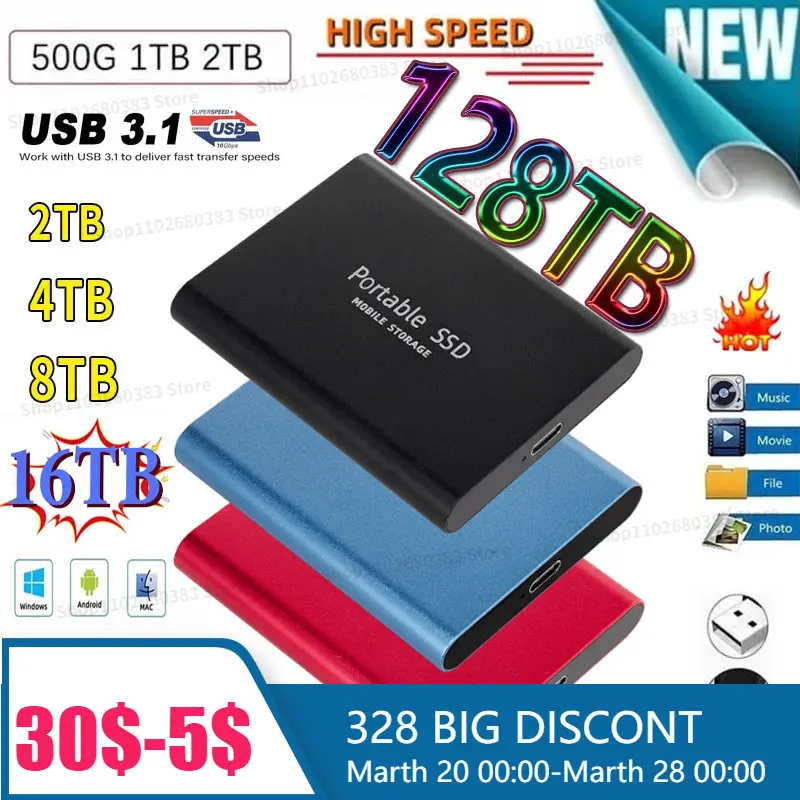 

New Hot 100% Original 128TB 16TB Solid State Laptop Universal Hard Disk Desktop M.2 SSD 2280 High Capacity 2TB Solid State Drive