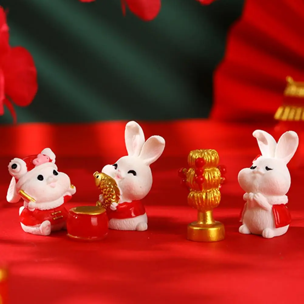 

2/3Pcs Fashion Miniature Bunny Sculptures Compact Mini Rabbit Sculptures Vivid Expression Decorative