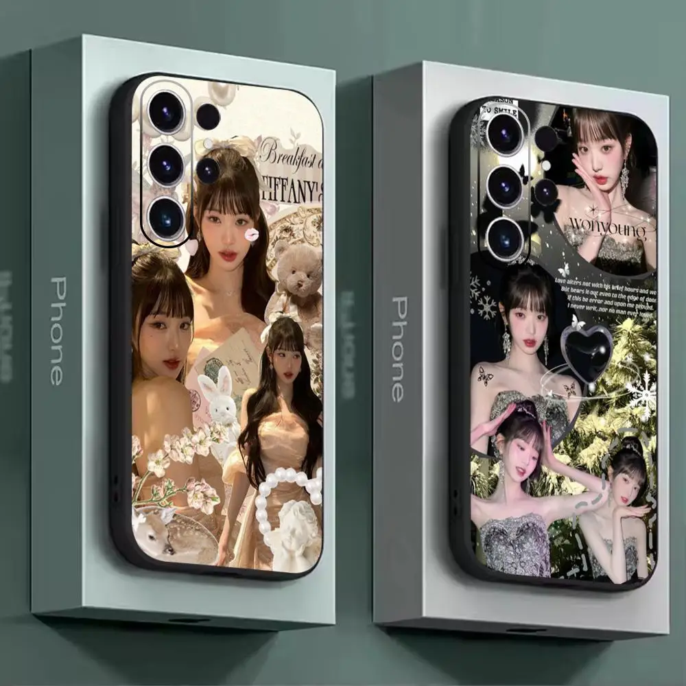 Фото Красота девушки Jang Wonyoung чехол для телефона мягкий черный для Samsung S25 S24 S23 S22 S21 S20 Plus Ultra Note20 №2