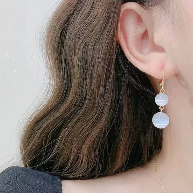 

2022 New Stud Earrings Fashion Jewelry Simple Statement Versatile Opal Long Fashion Women's Earrings Wholesale