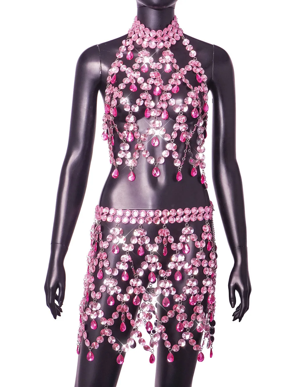 2 шт. кроп-топ с цепочкой и воротником-стойкой