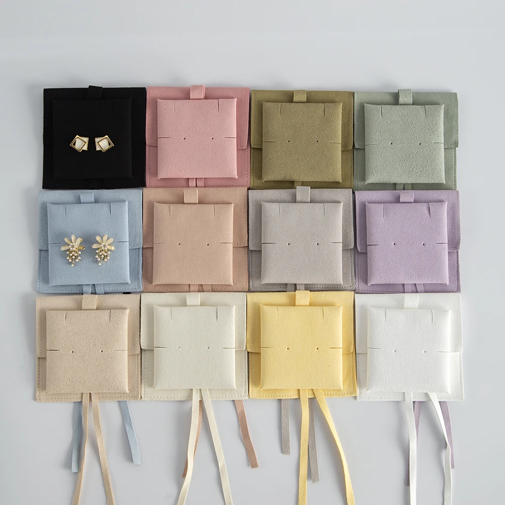 Wrapping Supplie Women DIY Travel Jewelry Pouches Microfiber Luxury Wedding Favor Bags Necklace Organizer Bag with Insert Card