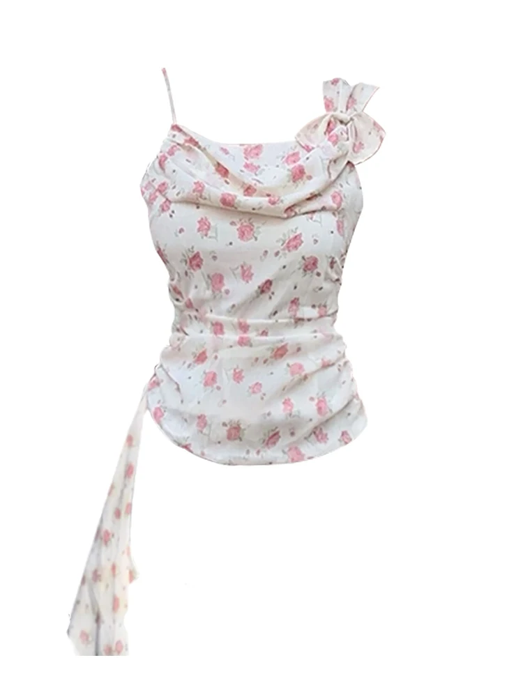 Женский укороченный топ в стиле девушки Мори винтажный с цветочным принтом