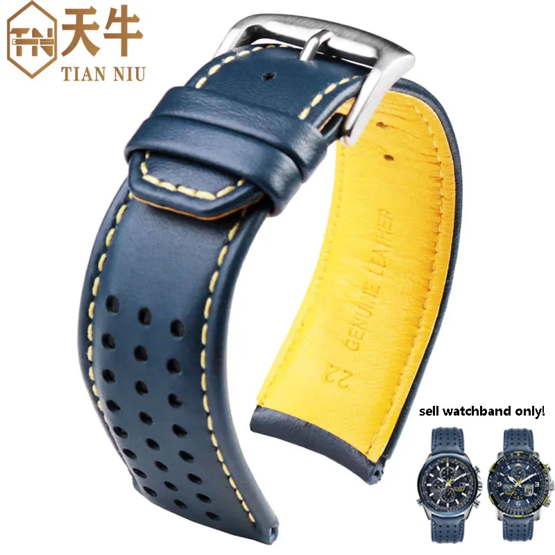 Ремешок из воловьей кожи с изогнутым концом для наручных часов CITIZEN Blue Angel ремешок