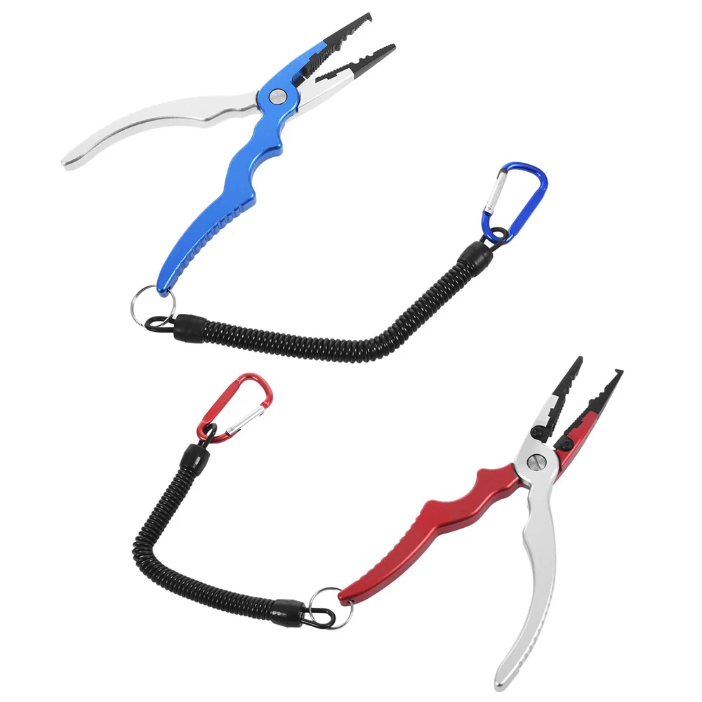 

New Aluminum Fishing Pliers Split Ring Cutters Fishing Holder Tackle with Sheath & Retractable Tether Combo Hooks Remover