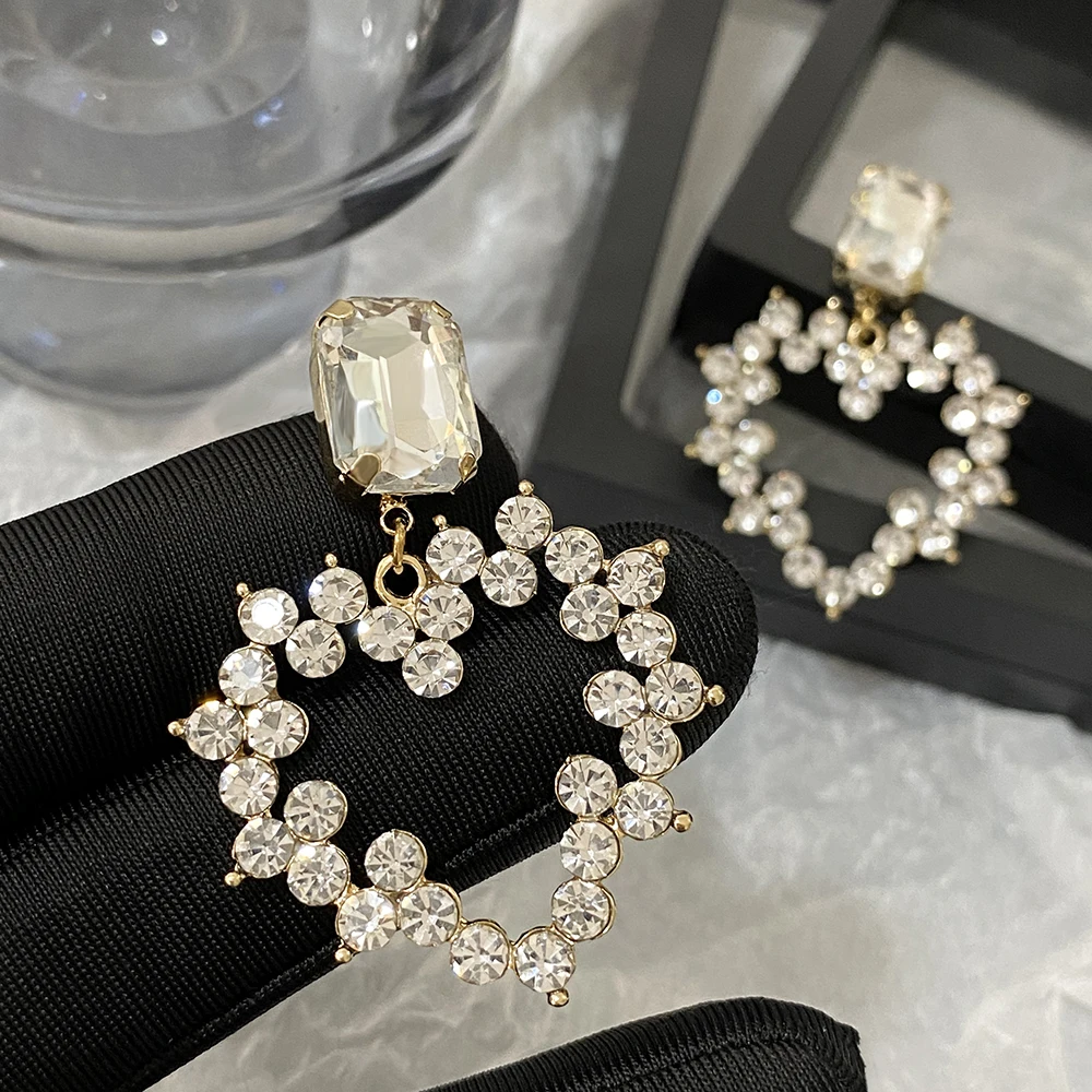 Изысканные блестящие серьги Lifefontier с подвесками в виде сердечек для женщин