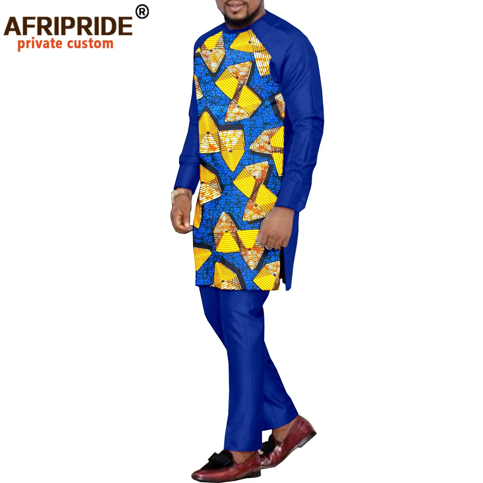 African Traditional Clothing for Men Dashiki Print Jacket and Ankara Pants 2 Piece Set Coats Blazer Plus Size Outfits A2116018