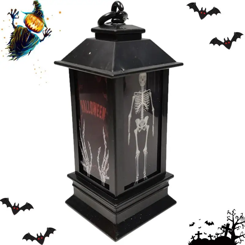 

Halloween LED Lanterns Skull Skeleton Lantern Ghost Projection Lamp Battery Operated Spooky Halloween Lantern For Indoor Outdoor