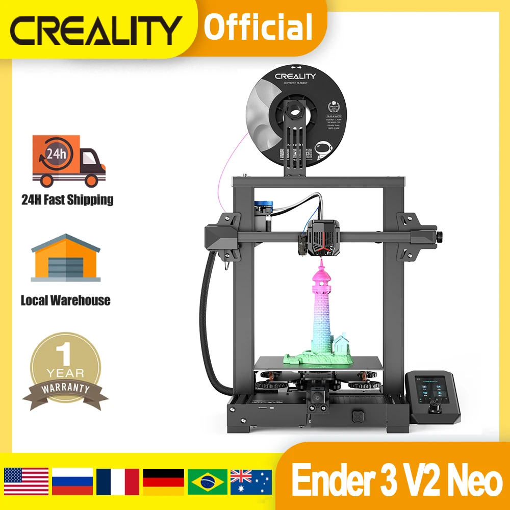 

Creality Ender-3 V2 Neo 3D Printer CR-Touch Auto-leveling Stable 32-bit Silent Mainboard Full Metal Extrusion Resume Printing