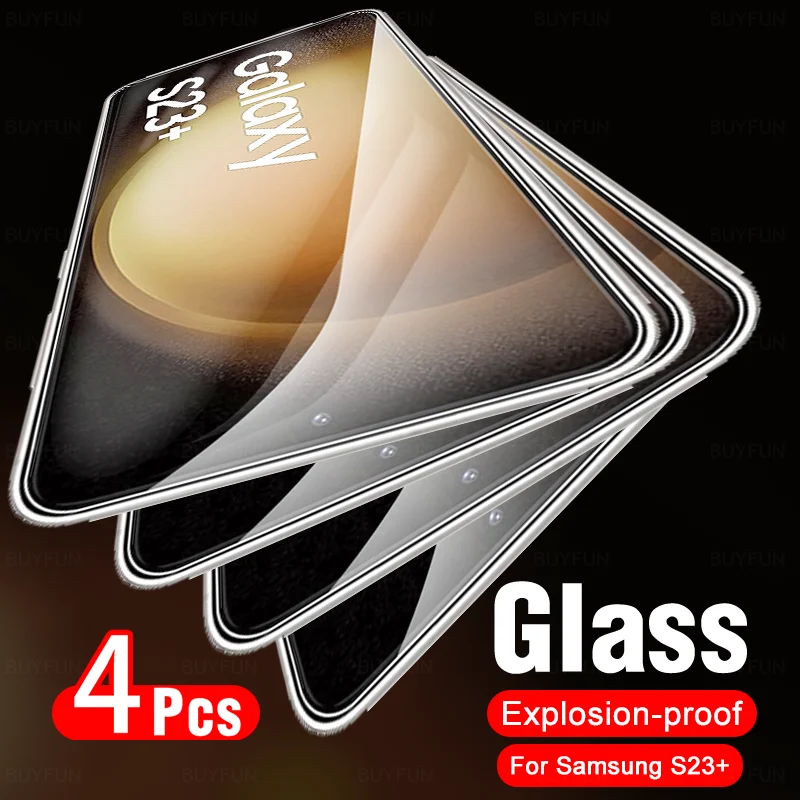 

For Samsung Galaxy S23 S23+ 4Pcs Protective Tempered Glass Sumsung SamsungS23 Plus S23Plus S 23 Full Cover Film Screen Protector