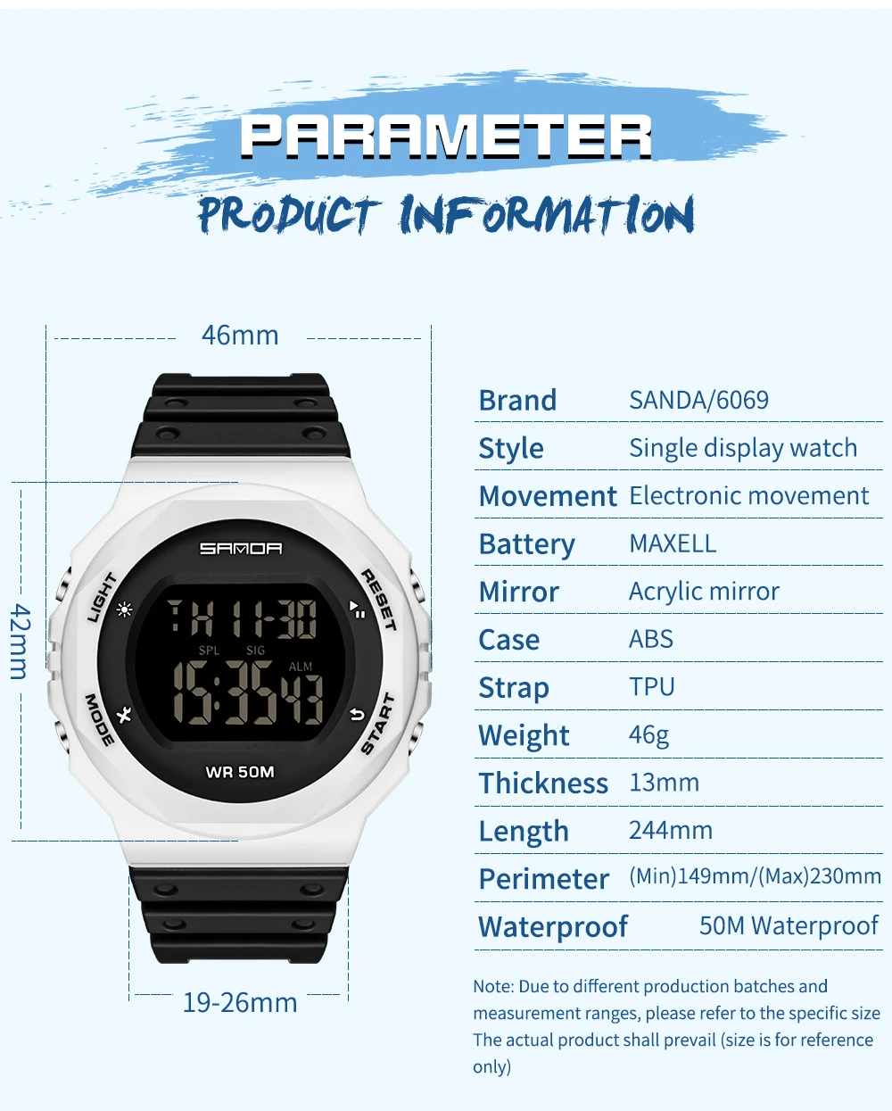 Fashion Dress Sport Watch For Girl Luxury Led Digital Watches Women's Wristwatch Top Brand SANDA Watches Stopwatch Clock 6069