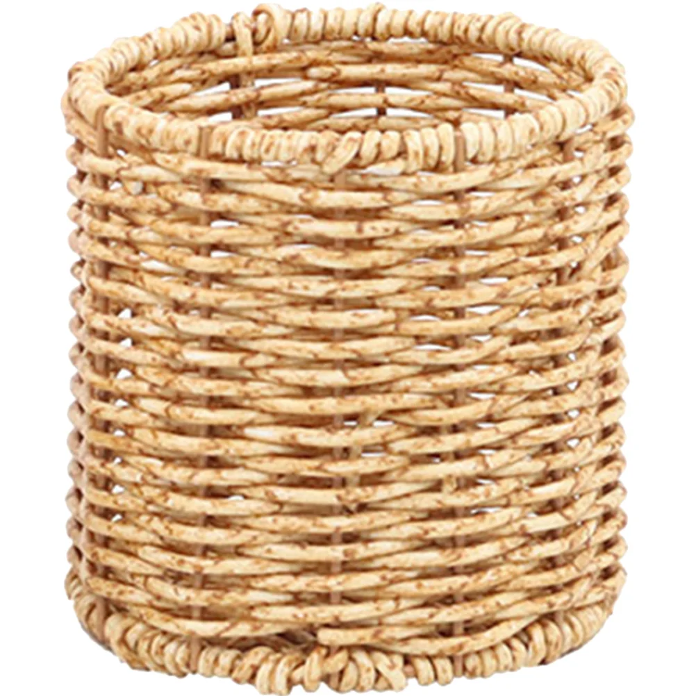 

Simulated Rattan Pen Cup Desk Holder Makeup Brush Holder Desktop Organizer