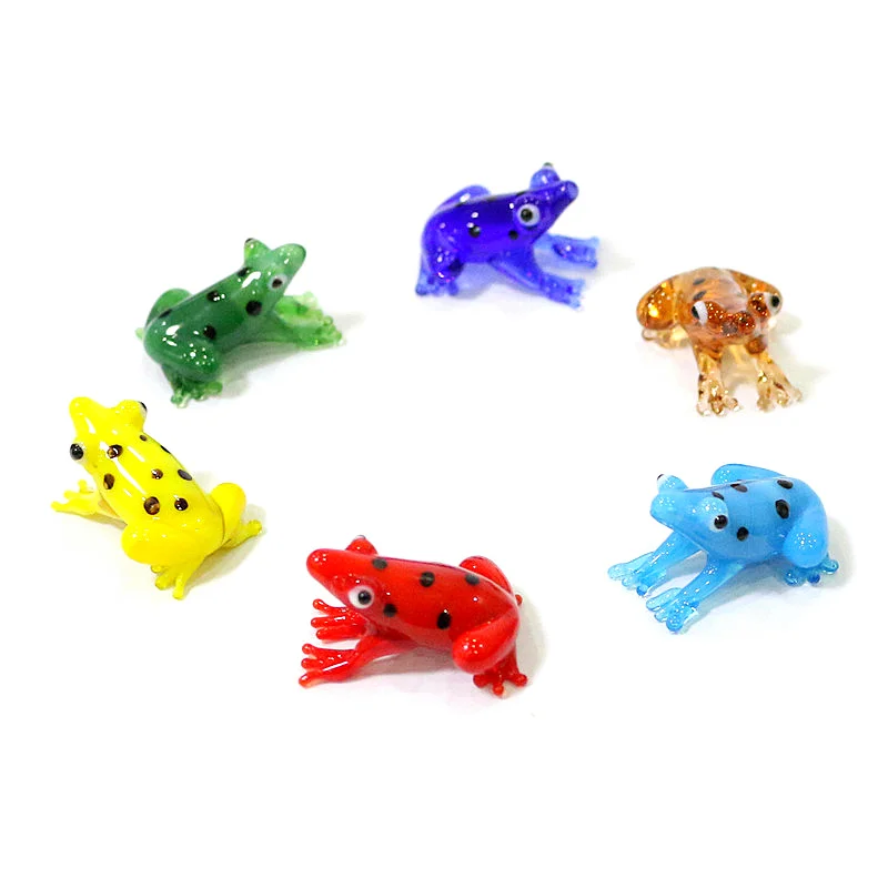 

Colorful Cute Frog Mini Figurines Glass Ornaments Aquarium Home Desktop Fairy Garden Decor Accessories Easter Animal Tiny Statue