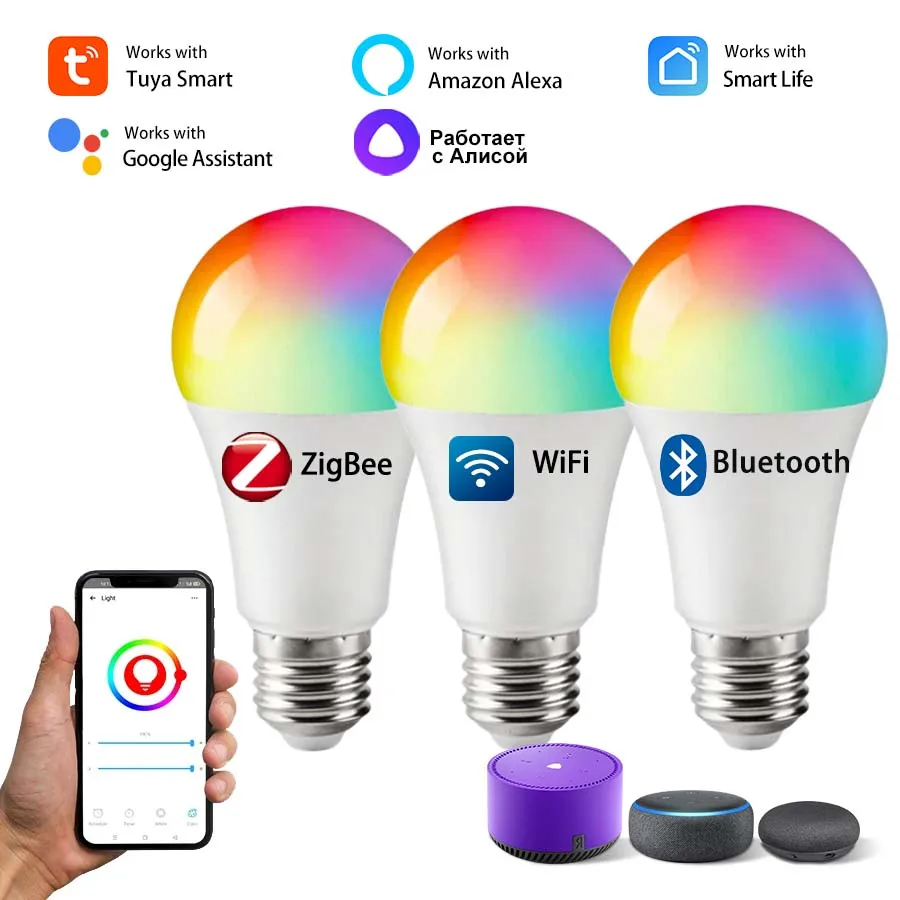 

Умная светодиодная лампа GGBEE Tuya Zigbee WiFi Bluetooth RGB