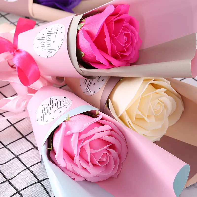 

Handmade Single Sparkling Style Soap rose Flower birthday gift Valentine's Opening Event Promotion Mother's Day Gift Bouquet Fl