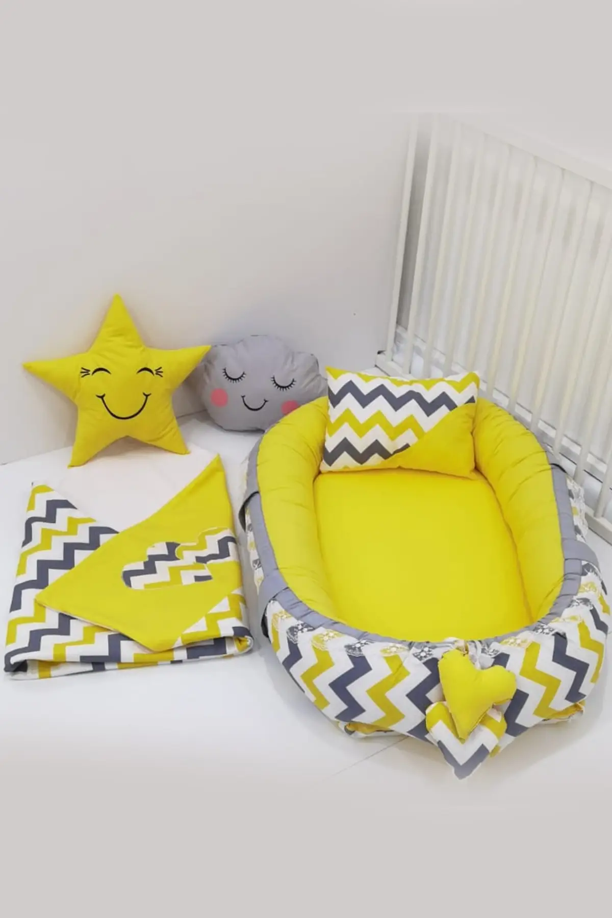 Zigzaglı Babynest Fleece Blanket Suit Yellow Parking Bed & Playpen Child Supplies Mother Baby