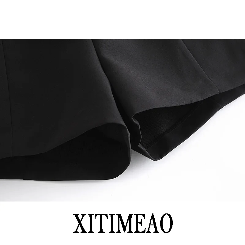 2021 New Women Sexy Black Shorts Simple Style Spring Fall All-Match Hight Waist Shorts Indie Solid Casual OL Wide Leg Shorts