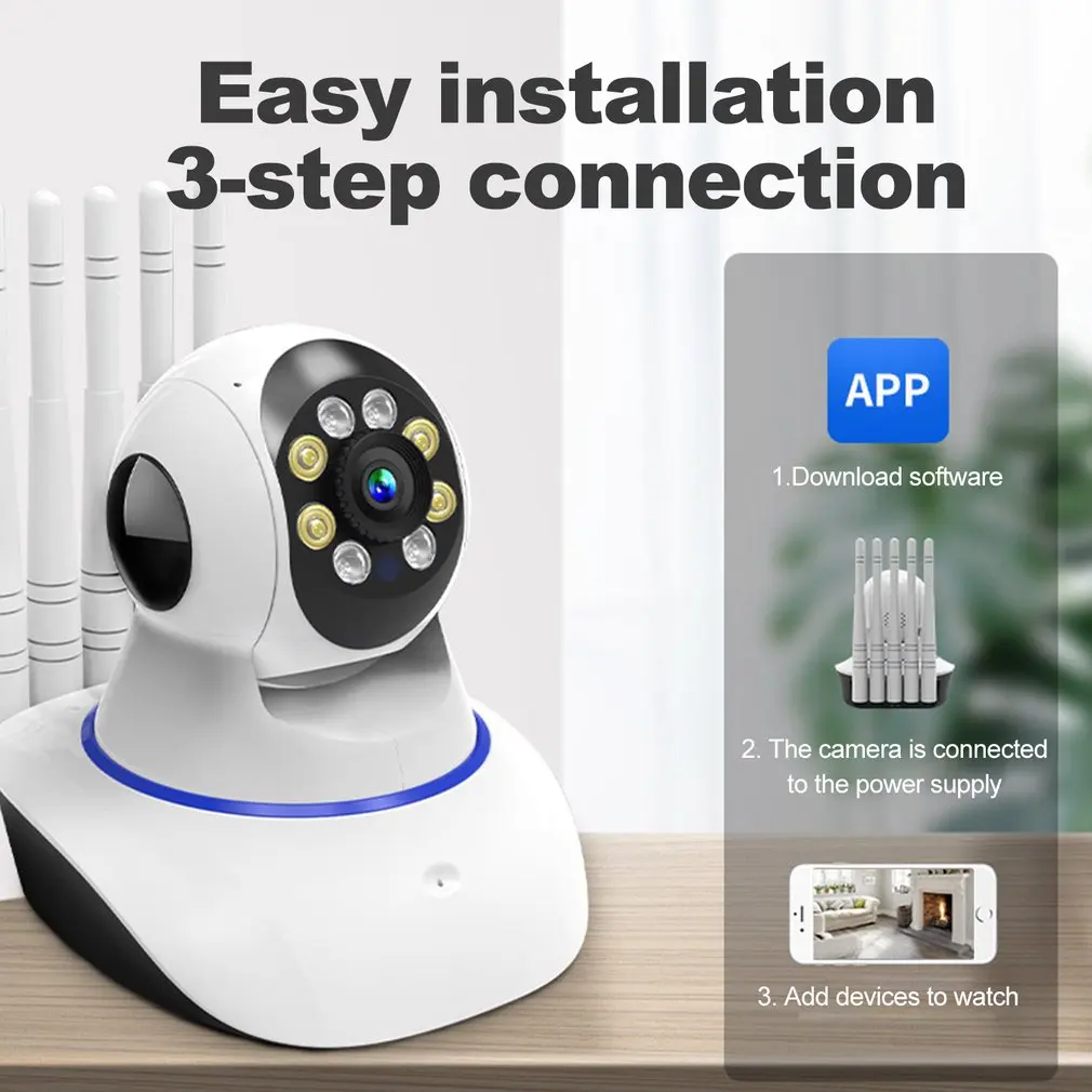 

Беспроводная Wi-Fi камера видеонаблюдения с углом обзора 1080 градусов, 360 p