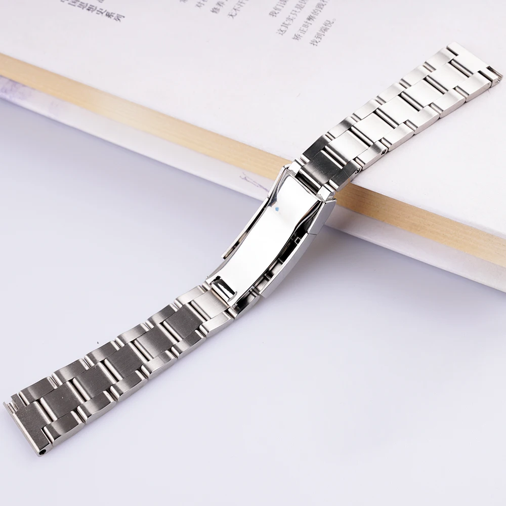 Rolamy 20 22mm Silver Brushed StainlessSteel Replacement Wrist Watch Band Strap Bracelet With Oyster Clasp For Rolex Seiko Tudor