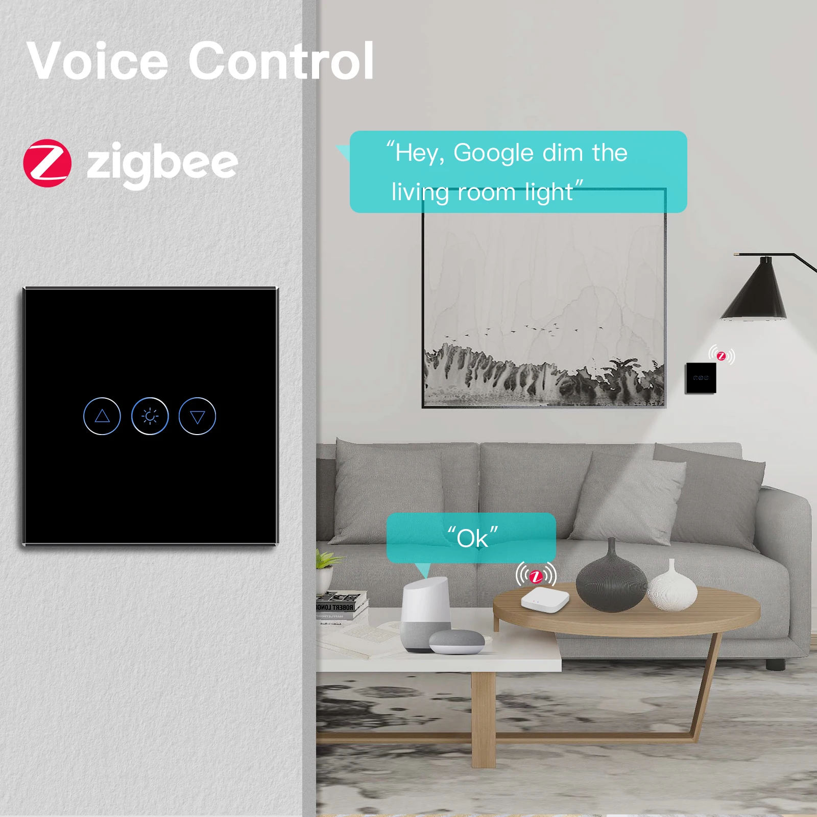 BSEED Zigbee Dimmers 1Gang1Way Wall Sensor Switch LED Touch Dimmer Tuya Smart Life App Control With Neutral Wire Crystal Glass |