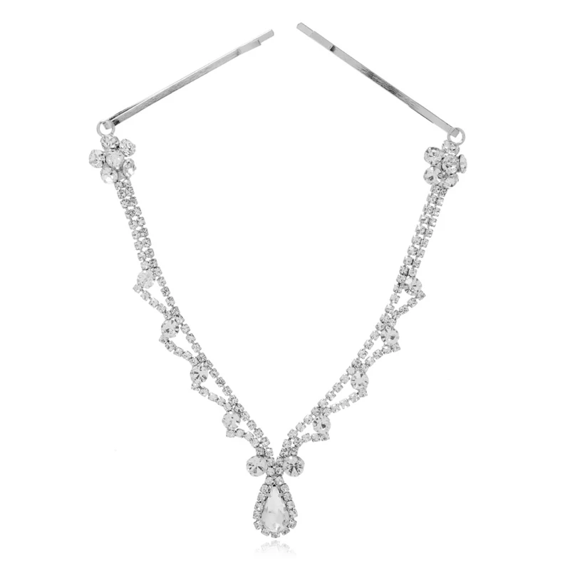 Forehead Chain Jewelry Rhinestone Head Chain Bridal Headband Chain for Women Wedding Boho Crystal Headpiece