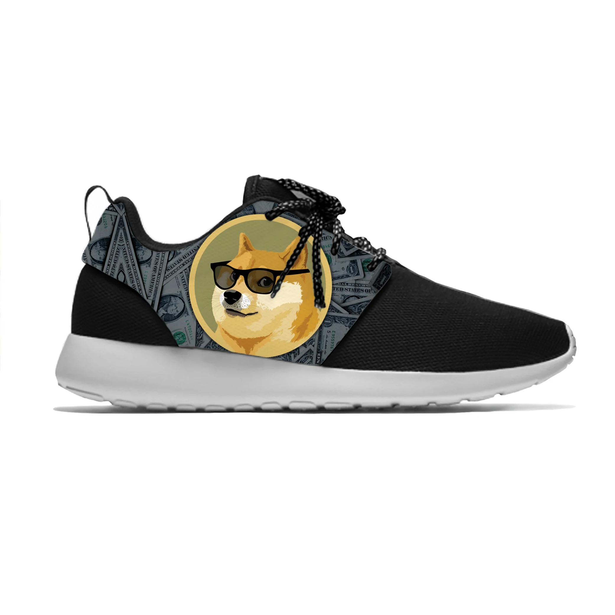 

Dogecoin Doge Coin Bitcoin Cryptocurrency Cartoon Sport Running Shoes Casual Breathable Lightweight 3D Print Men Women Sneakers