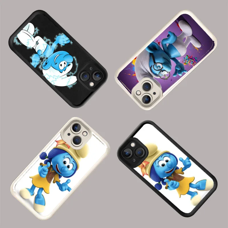 WR-62 Smurfs White Stepped TPU Case For OPPO A17 58 60 73 76 77 94 98 Reno8 10 11 Find X3 Pro Plus
