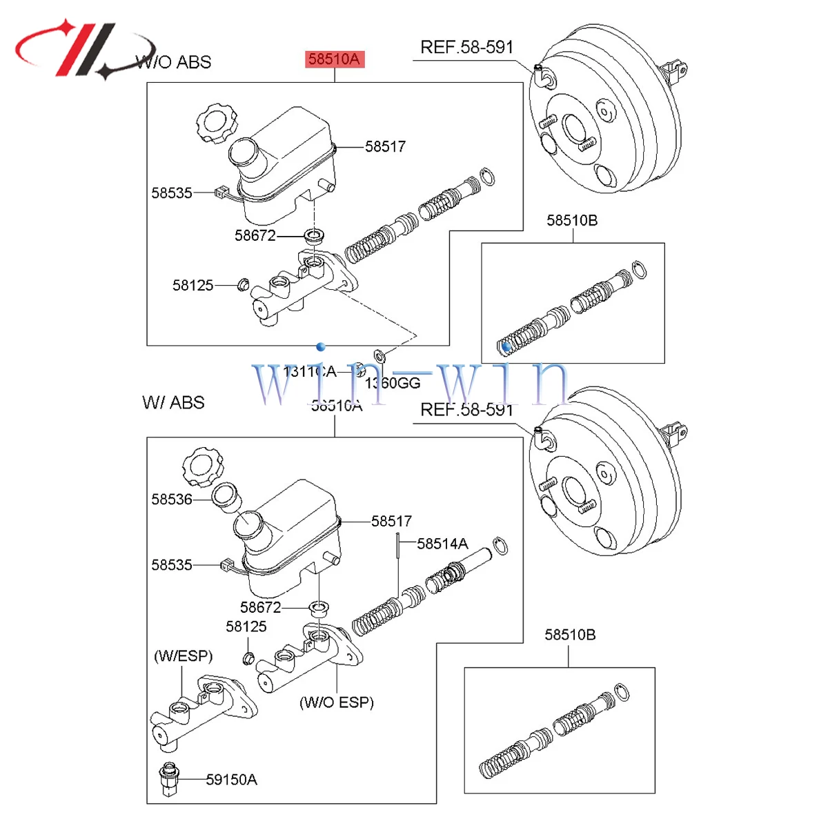 Высококачественный главный тормозной цилиндр 58510-2E500 585102E500 для Kia Sportage 2004-2010 Hyundai