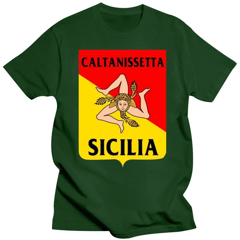 Черная футболка-футболка Caltanissetta Sicily Province Trinacria размер мужская футболка с героями