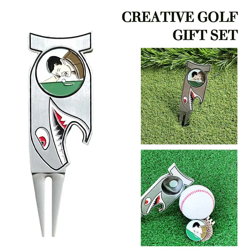 

1 шт., креативный подарочный набор для гольфа, искусственный инструмент в виде акулы, магнитный маркер для мячей, бутылка для гольфа, 1 4 открывалка, ремонт, подарок, вилка V0H2