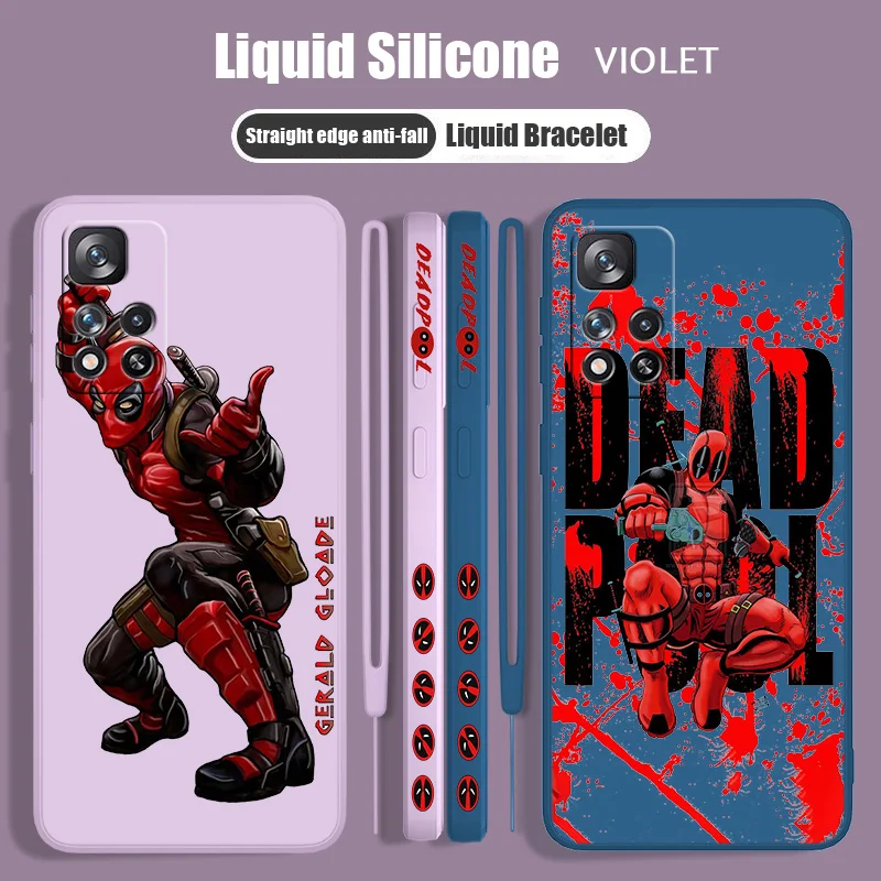 

Marvel Deadpool Cute For Redmi Note 12 11T 11S 11E 10S 10T 10 9S 9T 8 Pro Plus Lite Max Liquid Left Rope Phone Case