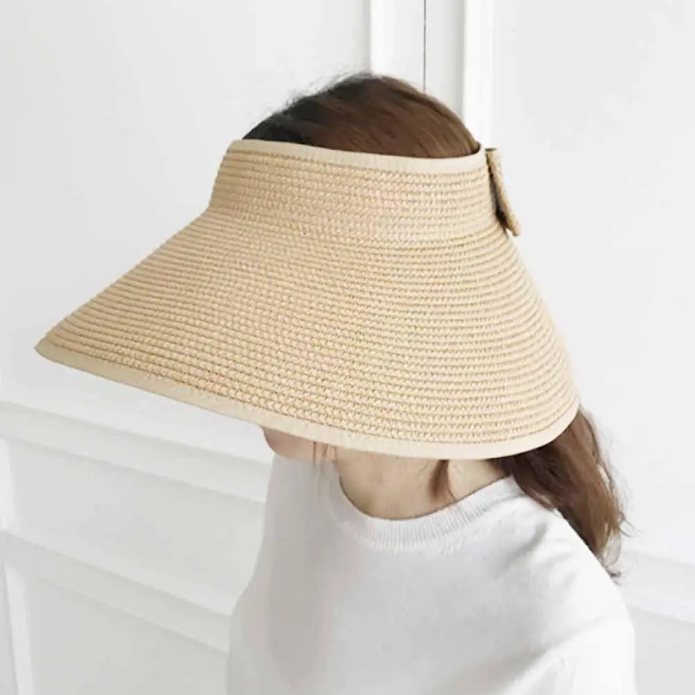 

Women Sun Hat Roll Up Visor Wide Brim Straw Hat Summer Foldable Packable UV Protection Cap For Beach Travel Bonnet Wholesal C8K2
