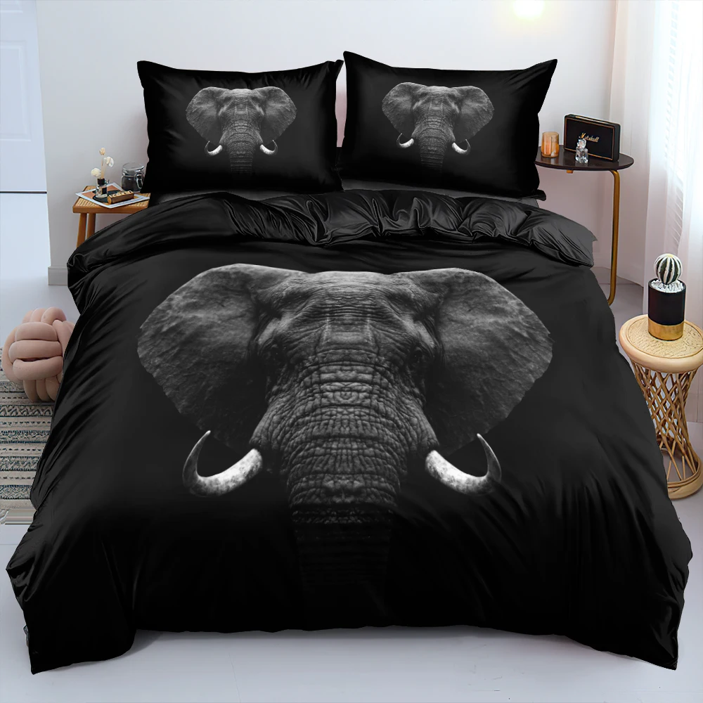 

Home Textiles Black Duvet Cover Set Elephant Quilt Cover Pillow Shams Comfortable Bed Linen Set Twin Queen King Sizes For Home