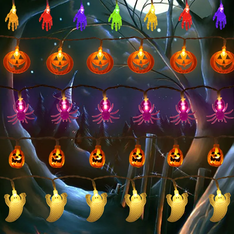 

2M 10LEDS Halloween Pumpkin Spider Skull String Lights Lamp DIY Hanging Horror Decoration for Home Party Supplies Festival Light