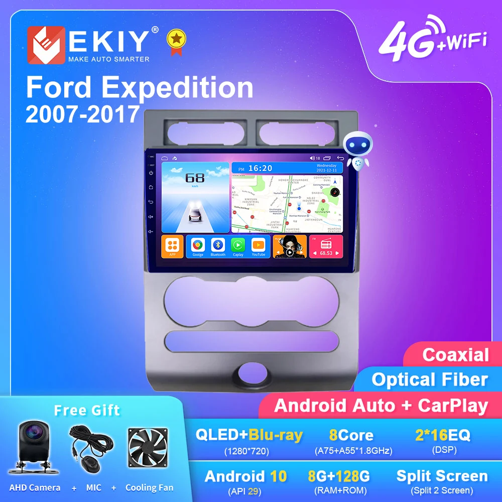 EKIY T7 For Ford Expedition 2007-2017 Android Car Radio Multimedia Player QLED DSP GPS Navigation Autoradio Stereo 2 Din DVD HU