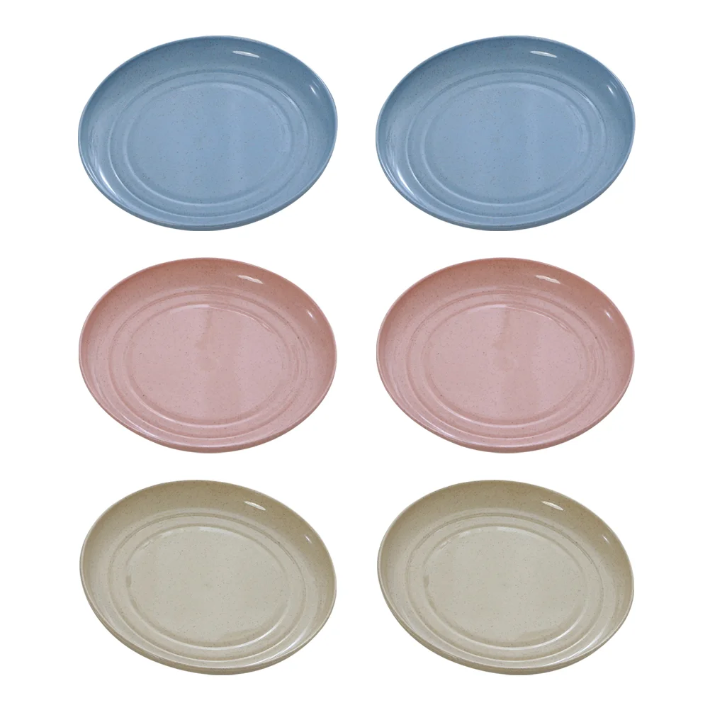 

Plate Dinner Plates Set Straw Unbreakable Dish Wheatkitchen Serving Saucer Household Storage Cereal Snack Bone White Fruit