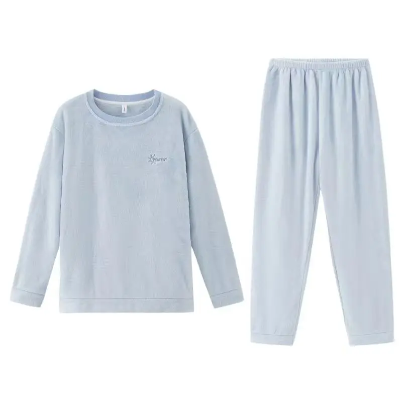 Women's Autumn Winter Warm Flannel Women Pyjamas Sets Thick Coral Velvet Long Sleeve Cartoon Sleepwear Thin Flannel Pajamas Set